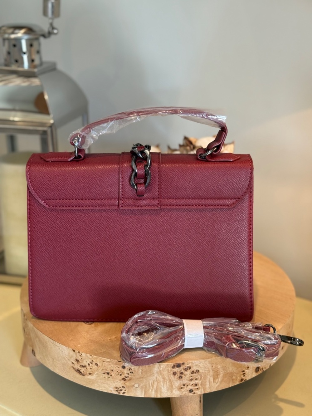 Badgley Mischka Top Handle Satchel/Crossbody -  Wine - Picture 2 of 3